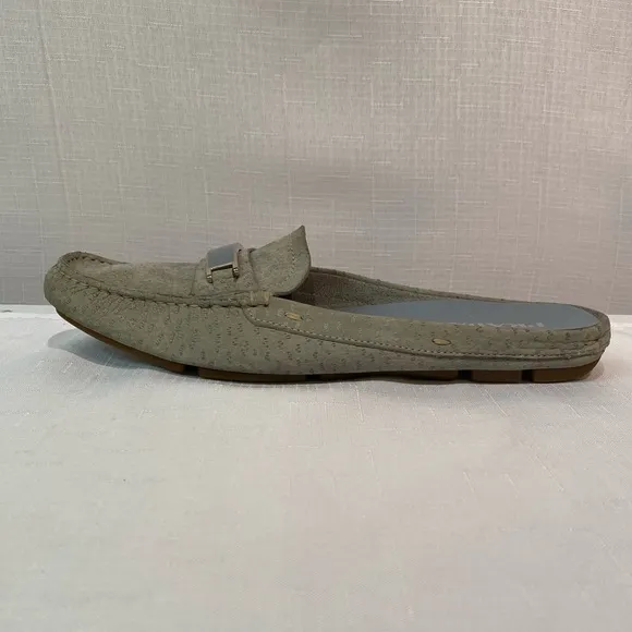 Prada Women's Animal Print Gray Suede Mules Slides Flats Size EU 38 US 8