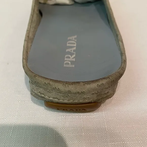 Prada Women's Animal Print Gray Suede Mules Slides Flats Size EU 38 US 8