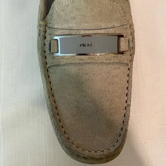 Prada Women's Animal Print Gray Suede Mules Slides Flats Size EU 38 US 8