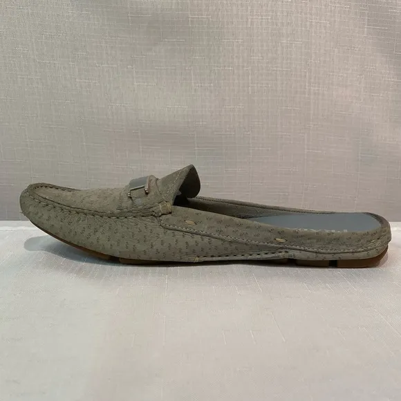 Prada Women's Animal Print Gray Suede Mules Slides Flats Size EU 38 US 8