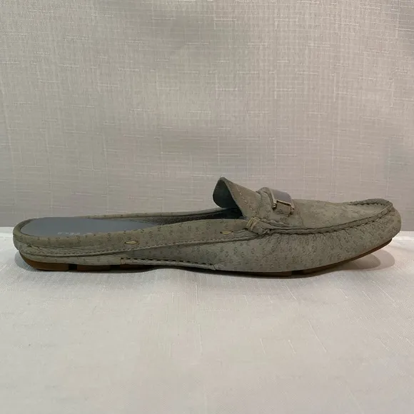 Prada Women's Animal Print Gray Suede Mules Slides Flats Size EU 38 US 8