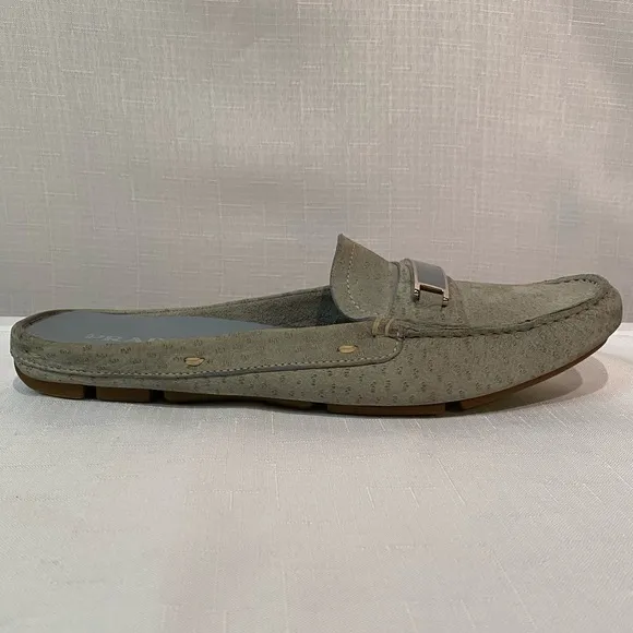 Prada Women's Animal Print Gray Suede Mules Slides Flats Size EU 38 US 8