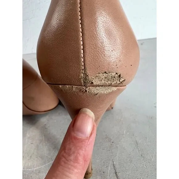 Prada Womens Nude Leather Pointed Toe High Heels Sz 39
