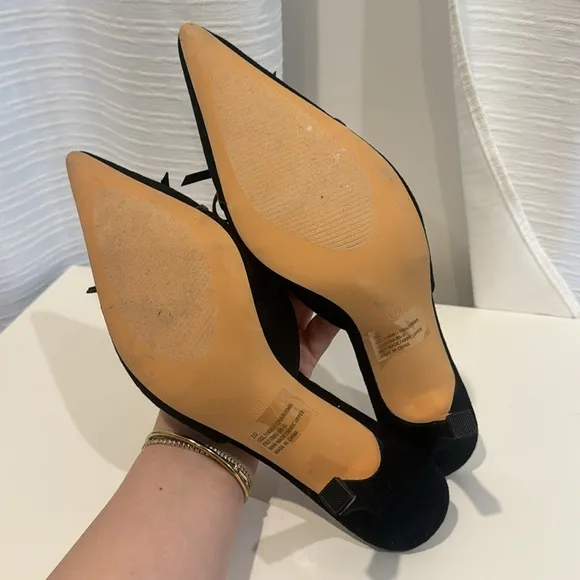 Princess Polly Black Suede Pointed Toe Heels *NWT* NEVER WORN