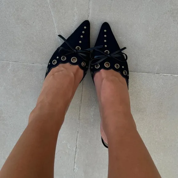 Princess Polly Black Suede Pointed Toe Heels *NWT* NEVER WORN