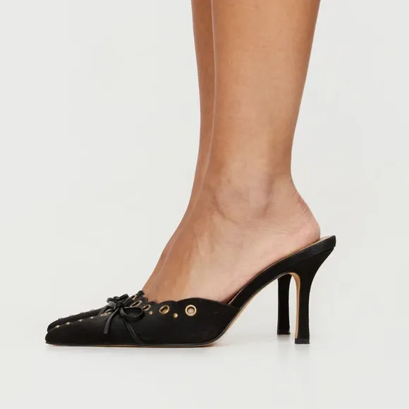 Princess Polly Black Suede Pointed Toe Heels *NWT* NEVER WORN