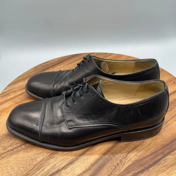 Principe Oxfords Mens Size 9.5 D Italy Black Calf Leather Classic Cap-Toe Italy