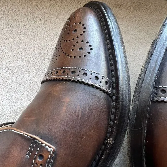 Pronto Uomo Firenze Brown Leather Cap Toe Oxford Lace Up Dress Shoe Men’s 8.5