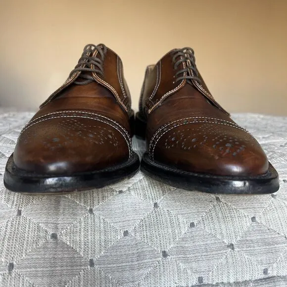 Pronto Uomo Firenze Brown Leather Cap Toe Oxford Lace Up Dress Shoe Men’s 8.5