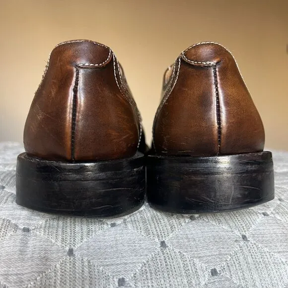 Pronto Uomo Firenze Brown Leather Cap Toe Oxford Lace Up Dress Shoe Men’s 8.5