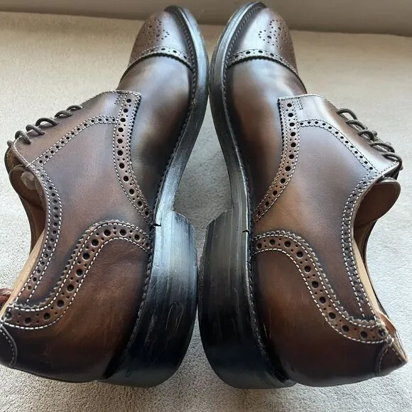 Pronto Uomo Firenze Brown Leather Cap Toe Oxford Lace Up Dress Shoe Men’s 8.5