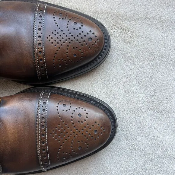Pronto Uomo Firenze Brown Leather Cap Toe Oxford Lace Up Dress Shoe Men’s 8.5