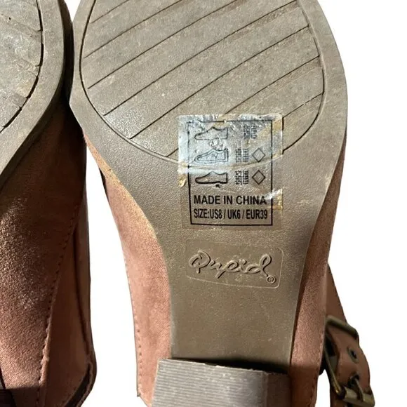 Qupid Nava Women's Slingback Pointed Toe Western Mules Brown Mocha Mauve Size 8