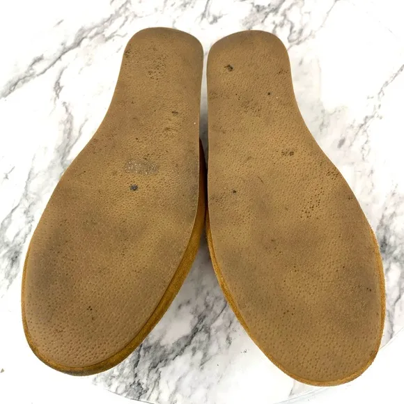 Rachel Comey Sucasa Slipper Suede Wood Wedge Mules 8.5 Bohemian Minimalist Retro