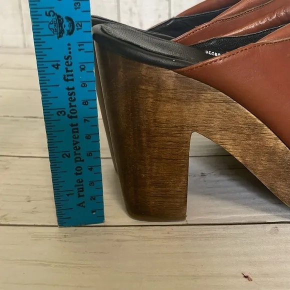 Rachel Comey Whiskey Leather Bow Platform Heeled Clogs