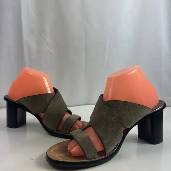 Rag &amp; Bone August Safari Khaki Suede Leather Women's Mules