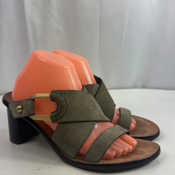 Rag &amp; Bone August Safari Khaki Suede Leather Women's Mules