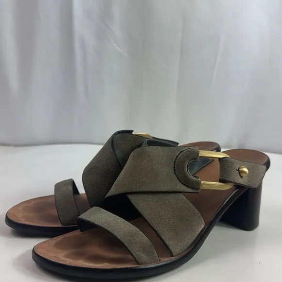 Rag &amp; Bone August Safari Khaki Suede Leather Women's Mules