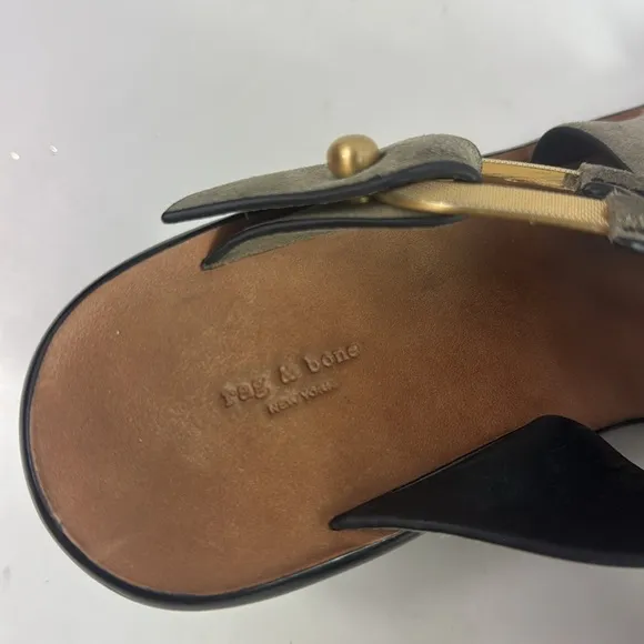 Rag &amp; Bone August Safari Khaki Suede Leather Women's Mules