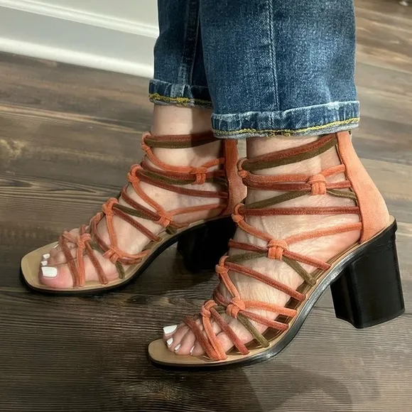 rag &amp; bone Multi color green orange Strappy heels size 6.5 Genuine leather…