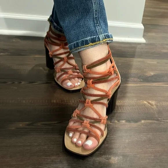 rag &amp; bone Multi color green orange Strappy heels size 6.5 Genuine leather…
