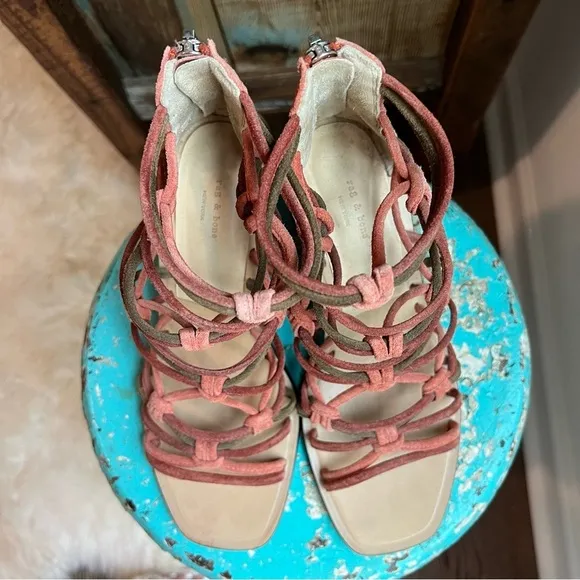 rag &amp; bone Multi color green orange Strappy heels size 6.5 Genuine leather…