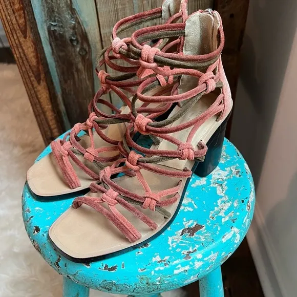 rag &amp; bone Multi color green orange Strappy heels size 6.5 Genuine leather…