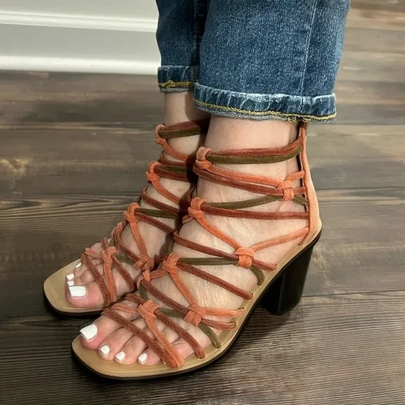 rag &amp; bone Multi color green orange Strappy heels size 6.5 Genuine leather…
