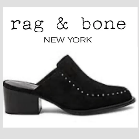 Rag &amp; bone Weiss black suede mule with silver studs size EU 39.5 or US 9.5