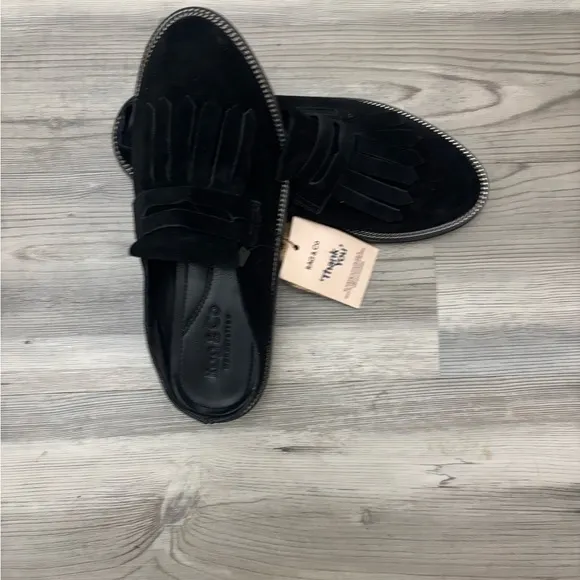Rag &amp; Co Handcrafted NWT Size 6 Black Lena suede Mules