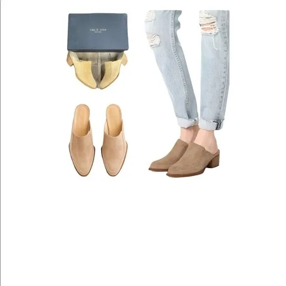 Rag and bone mules Dunbe suede Weiss  size 9 NIB