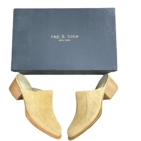 Rag and bone mules Dunbe suede Weiss  size 9 NIB