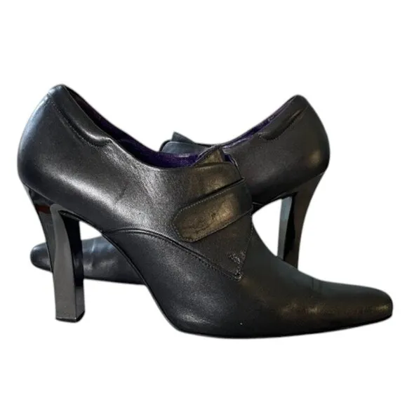 RALPH LAUREN Purple Label Pointed Toe Dark Gray Silver Heels Made in Italy Sz 8
