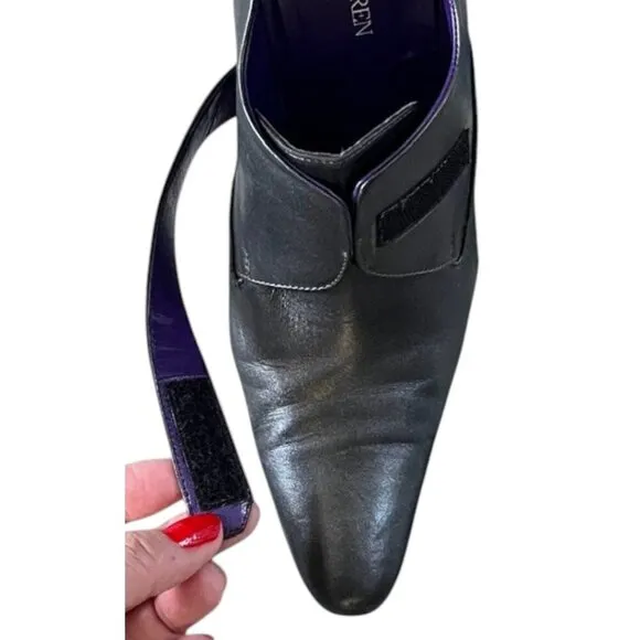 RALPH LAUREN Purple Label Pointed Toe Dark Gray Silver Heels Made in Italy Sz 8