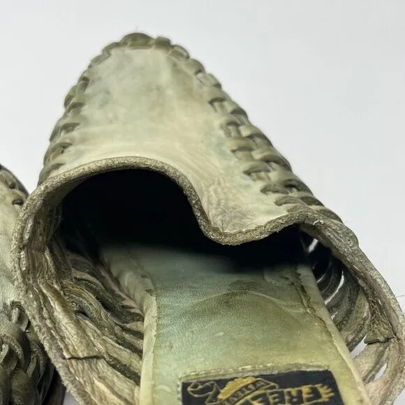 RARE Freebird Sofia leather mules woven green women 6