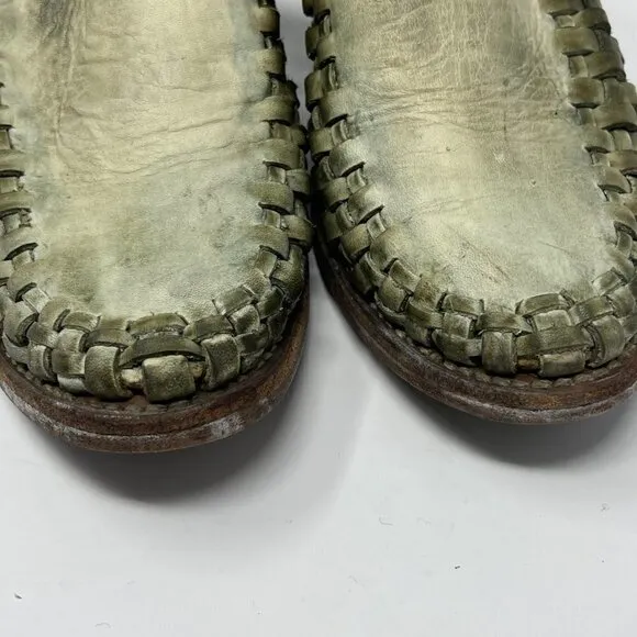 RARE Freebird Sofia leather mules woven green women 6