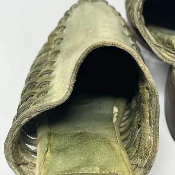RARE Freebird Sofia leather mules woven green women 6