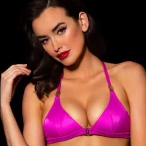 ♡RARE VIBRANT HB™ ☆Indya☆ True Magenta Bralette w/ Gold Front Closure♡ BNWT♡