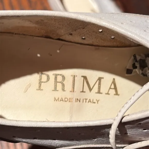 Rare Vintage 80s Women's White Perforated Lace-Up Leather Shoes Italy sz 7.5 Pl