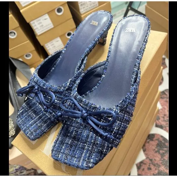 RARE!!! ZARA Tweed Kitten Heels NWT