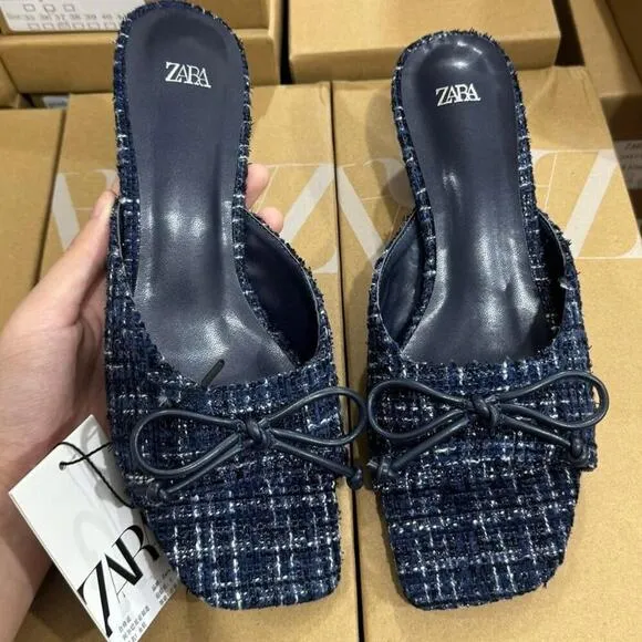 RARE!!! ZARA Tweed Kitten Heels NWT