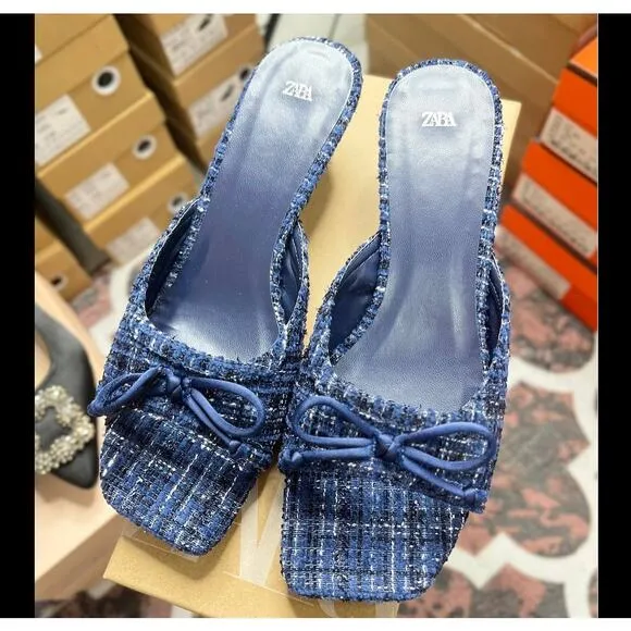 RARE!!! ZARA Tweed Kitten Heels NWT