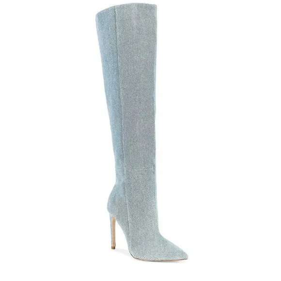 RAYE Benita Knee High Boots in Denim Blue 6 New Womens Heels