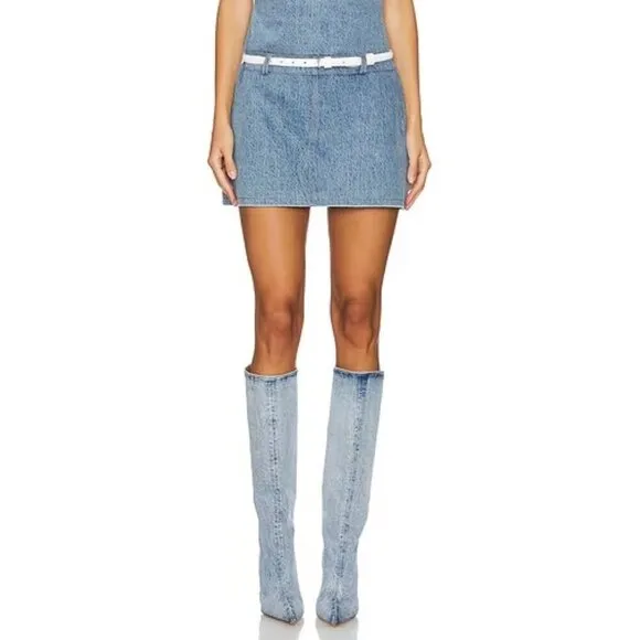 RAYE Benita Knee High Boots in Denim Blue 6 New Womens Heels