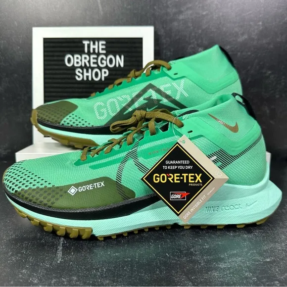 REACT PEGASUS TRAIL 4 GORE TEX SPRING GREEN OLIVE FLAK MINT FOAM BLACK RUNNING