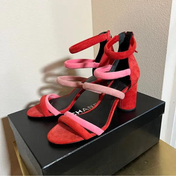 Rebecca Minkoff Red and Pink Strappy Heels