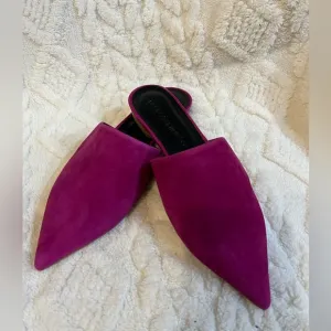 Rebecca Minkoff Sara Suede Pointed Toe Mules in Fuchsia Size