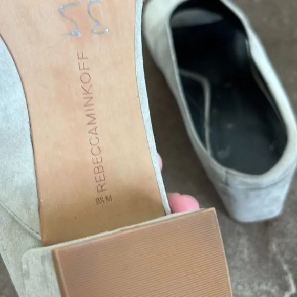 Rebecca Minkoff  Slate Ingrid Suede Open Toe Mules/Slides