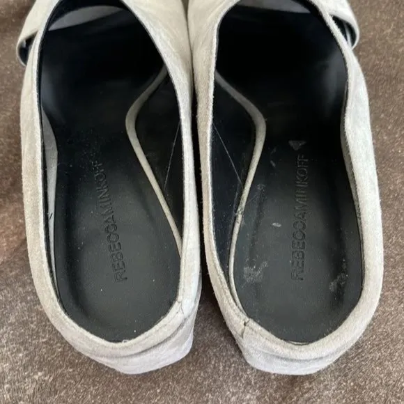 Rebecca Minkoff  Slate Ingrid Suede Open Toe Mules/Slides