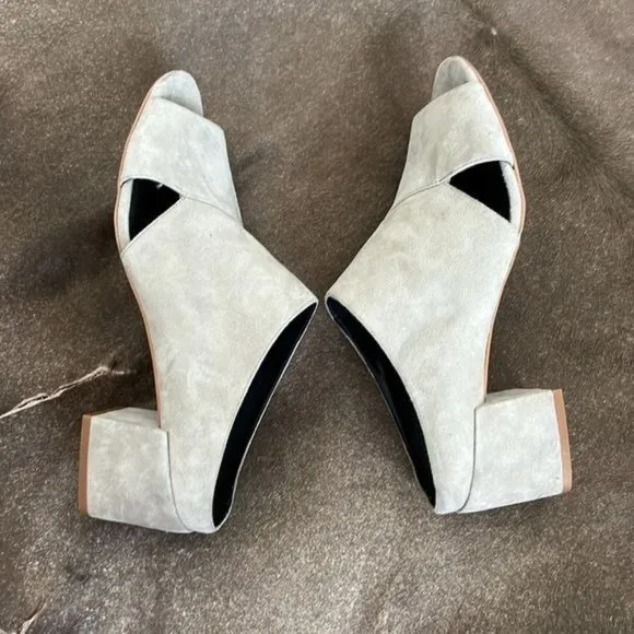 Rebecca Minkoff  Slate Ingrid Suede Open Toe Mules/Slides